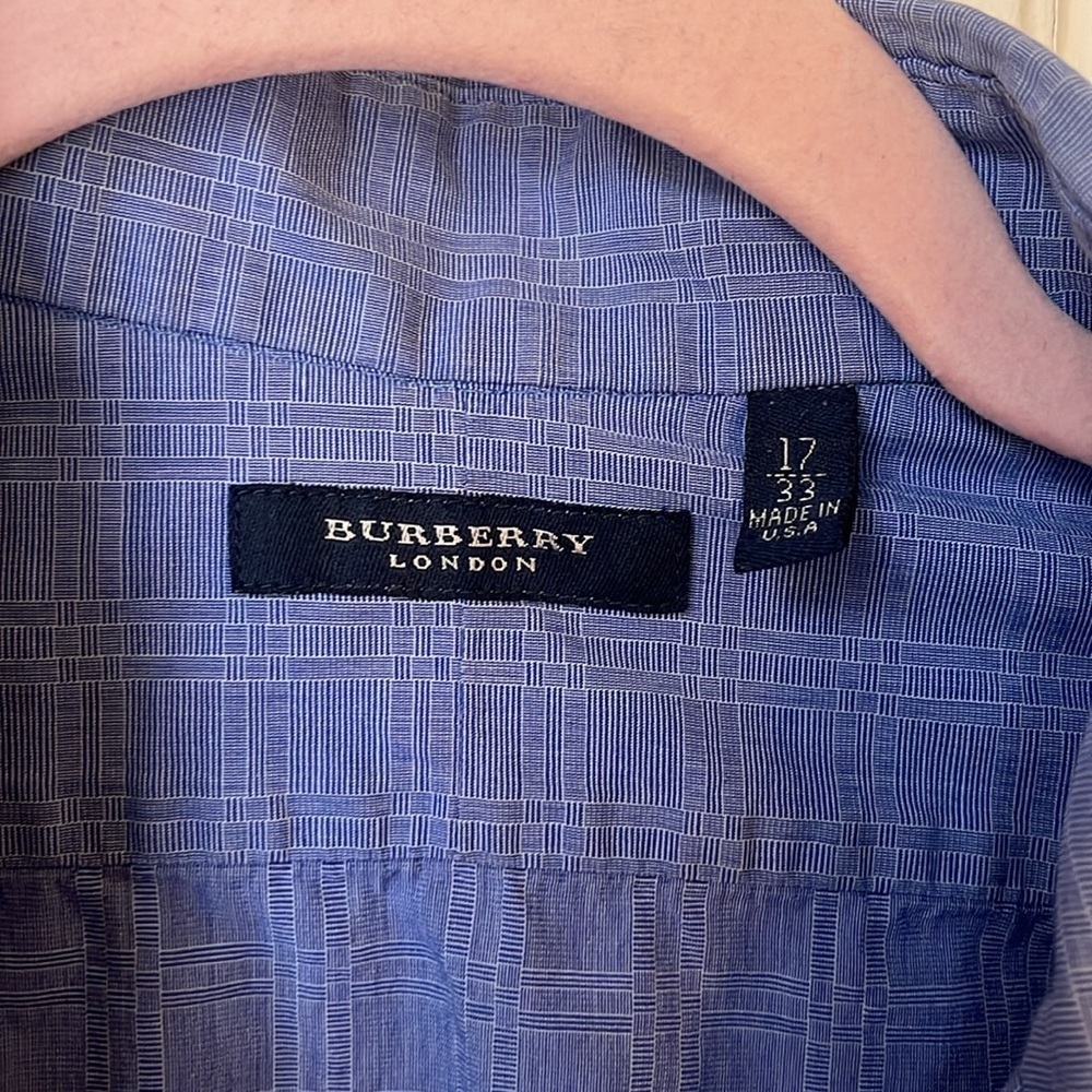 Burberry London Blue Plaid Button Down Shirt 17 33 - Picture 3 of 5